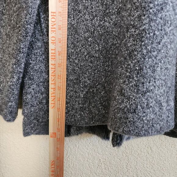 Mango Wool Trench Coat Winter Size 6 Gray Faux Fur Pockets Classic Mob Wife - Picture 11 of 12